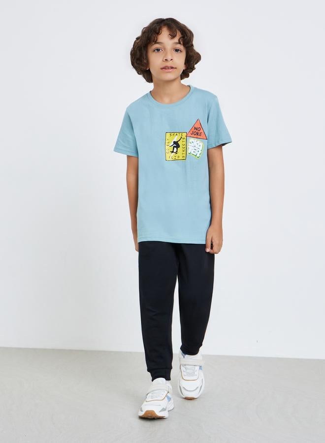 Styli Boys Black Cotton Joggers with Zipper Pocket - Image 1